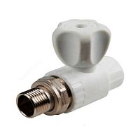 Кран шаровой PP-R белый наружн. резьба Дн 20х1/2" 0.83 кг прямой для радиатора РосТурПласт Россия