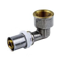 Угольник латунный никель 8007 Дн 16х1/2" 90 гр. ВР пресс Aquasfera Китай